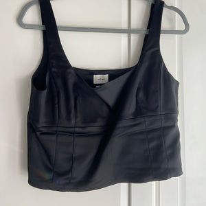 Aritzia Wilfred Black Satin Tank